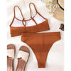 High Waist Bikinis Swimwear Women Push Up Swimsuits Solid High Waist Bikini Sets Sporty Two Pieces Swimsuit Scoop Neck Bathing Suits for Women Ribbed Bathing Suits High Cut Summer Beachwear by Stevvex