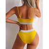 High Waist Bikinis Swimwear Women Push Up Swimsuits Solid High Waist Bikini Sets Sporty Two Pieces Swimsuit Scoop Neck Bathing Suits for Women Ribbed Bathing Suits High Cut Summer Beachwear by Stevvex