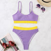 High Waist Bikinis Swimwear Women Push Up Swimsuits Solid High Waist Bikini Sets Sporty Two Pieces Swimsuit Scoop Neck Bathing Suits for Women Ribbed Bathing Suits High Cut Summer Beachwear by Stevvex