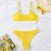 High Waist Bikinis Swimwear Women Push Up Swimsuits Solid High Waist Bikini Sets Sporty Two Pieces Swimsuit Scoop Neck Bathing Suits for Women Ribbed Bathing Suits High Cut Summer Beachwear by Stevvex