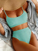 High Waist Bikinis Swimwear Women Push Up Swimsuits Solid High Waist Bikini Sets Sporty Two Pieces Swimsuit Scoop Neck Bathing Suits for Women Ribbed Bathing Suits High Cut Summer Beachwear by Stevvex