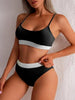 High Waist Bikinis Swimwear Women Push Up Swimsuits Solid High Waist Bikini Sets Sporty Two Pieces Swimsuit Scoop Neck Bathing Suits for Women Ribbed Bathing Suits High Cut Summer Beachwear by Stevvex