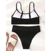 High Waist Bikinis Swimwear Women Push Up Swimsuits Solid High Waist Bikini Sets Sporty Two Pieces Swimsuit Scoop Neck Bathing Suits for Women Ribbed Bathing Suits High Cut Summer Beachwear by Stevvex