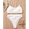 High Waist Bikinis Swimwear Women Push Up Swimsuits Solid High Waist Bikini Sets Sporty Two Pieces Swimsuit Scoop Neck Bathing Suits for Women Ribbed Bathing Suits High Cut Summer Beachwear by Stevvex