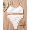 High Waist Bikinis Swimwear Women Push Up Swimsuits Solid High Waist Bikini Sets Sporty Two Pieces Swimsuit Scoop Neck Bathing Suits for Women Ribbed Bathing Suits High Cut Summer Beachwear by Stevvex