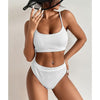 High Waist Bikinis Swimwear Women Push Up Swimsuits Solid High Waist Bikini Sets Sporty Two Pieces Swimsuit Scoop Neck Bathing Suits for Women Ribbed Bathing Suits High Cut Summer Beachwear by Stevvex