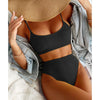 High Waist Bikinis Swimwear Women Push Up Swimsuits Solid High Waist Bikini Sets Sporty Two Pieces Swimsuit Scoop Neck Bathing Suits for Women Ribbed Bathing Suits High Cut Summer Beachwear by Stevvex