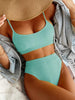 High Waist Bikinis Swimwear Women Push Up Swimsuits Solid High Waist Bikini Sets Sporty Two Pieces Swimsuit Scoop Neck Bathing Suits for Women Ribbed Bathing Suits High Cut Summer Beachwear by Stevvex
