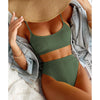 High Waist Bikinis Swimwear Women Push Up Swimsuits Solid High Waist Bikini Sets Sporty Two Pieces Swimsuit Scoop Neck Bathing Suits for Women Ribbed Bathing Suits High Cut Summer Beachwear by Stevvex