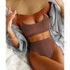 High Waist Bikinis Swimwear Women Push Up Swimsuits Solid High Waist Bikini Sets Sporty Two Pieces Swimsuit Scoop Neck Bathing Suits for Women Ribbed Bathing Suits High Cut Summer Beachwear by Stevvex