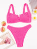 High Waist Bikinis Women Swimsuit Women High Waist Bikini Set Sports Bright Color Swimsuit Scoop Neck Cute Bathing Suit Swimwear Female Push Up Bikini Set Bathing Suit For Women by Stevvex