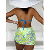 High Waist Mesh Skirt Swimsuit Triangle Micro Bikini Set 3-Piece High Cut Swimwear Women's Bikini Swimsuits With Wrap Skirt, 3 Pieces Strings High Cut Bikini Set Bathing Suits Women Vintage Print Bathing Suit by Stevvex