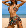 High Waist Mesh Skirt Swimsuit Triangle Micro Bikini Set 3-Piece High Cut Swimwear Women's Bikini Swimsuits With Wrap Skirt, 3 Pieces Strings High Cut Bikini Set Bathing Suits Women Vintage Print Bathing Suit by Stevvex