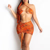 High Waist Mesh Skirt Swimsuit Triangle Micro Bikini Set 3-Piece High Cut Swimwear Women's Bikini Swimsuits With Wrap Skirt, 3 Pieces Strings High Cut Bikini Set Bathing Suits Women Vintage Print Bathing Suit by Stevvex