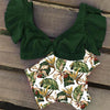 High Waist Ruffled Bikini Set Flounce Swimwear Women Two Pieces Swimsuit Swimsuit for Women Two Pieces Bathing Suits Tummy Control Flounce Top with High Waist Bottom Floral Beachwear V-neck Bathing Suit by Stevvex