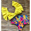 High Waist Ruffled Bikini Set Flounce Swimwear Women Two Pieces Swimsuit Swimsuit for Women Two Pieces Bathing Suits Tummy Control Flounce Top with High Waist Bottom Floral Beachwear V-neck Bathing Suit by Stevvex