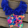 High Waist Ruffled Bikini Set Flounce Swimwear Women Two Pieces Swimsuit Swimsuit for Women Two Pieces Bathing Suits Tummy Control Flounce Top with High Waist Bottom Floral Beachwear V-neck Bathing Suit by Stevvex
