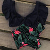 High Waist Ruffled Bikini Set Flounce Swimwear Women Two Pieces Swimsuit Swimsuit for Women Two Pieces Bathing Suits Tummy Control Flounce Top with High Waist Bottom Floral Beachwear V-neck Bathing Suit by Stevvex