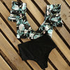 High Waist Ruffled Bikini Set Flounce Swimwear Women Two Pieces Swimsuit Swimsuit for Women Two Pieces Bathing Suits Tummy Control Flounce Top with High Waist Bottom Floral Beachwear V-neck Bathing Suit by Stevvex