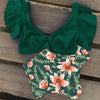 High Waist Ruffled Bikini Set Flounce Swimwear Women Two Pieces Swimsuit Swimsuit for Women Two Pieces Bathing Suits Tummy Control Flounce Top with High Waist Bottom Floral Beachwear V-neck Bathing Suit by Stevvex