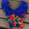 High Waist Ruffled Bikini Set Flounce Swimwear Women Two Pieces Swimsuit Swimsuit for Women Two Pieces Bathing Suits Tummy Control Flounce Top with High Waist Bottom Floral Beachwear V-neck Bathing Suit by Stevvex
