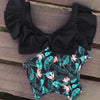 High Waist Ruffled Bikini Set Flounce Swimwear Women Two Pieces Swimsuit Swimsuit for Women Two Pieces Bathing Suits Tummy Control Flounce Top with High Waist Bottom Floral Beachwear V-neck Bathing Suit by Stevvex