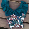 High Waist Ruffled Bikini Set Flounce Swimwear Women Two Pieces Swimsuit Swimsuit for Women Two Pieces Bathing Suits Tummy Control Flounce Top with High Waist Bottom Floral Beachwear V-neck Bathing Suit by Stevvex