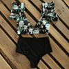 High Waist Ruffled Bikini Set Flounce Swimwear Women Two Pieces Swimsuit Swimsuit for Women Two Pieces Bathing Suits Tummy Control Flounce Top with High Waist Bottom Floral Beachwear V-neck Bathing Suit by Stevvex