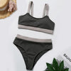 High Waist Swimwear Bikini Women's Swimsuits Women's Halter Self Tie High Waist Two Piece Bikini Set Swimsuits Push Up Bikini Shiny Splicing Bikinis High Cut Bathing Suits by Stevvex