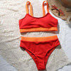 High Waist Swimwear Bikini Women's Swimsuits Women's Halter Self Tie High Waist Two Piece Bikini Set Swimsuits Push Up Bikini Shiny Splicing Bikinis High Cut Bathing Suits by Stevvex