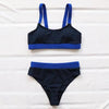High Waist Swimwear Bikini Women's Swimsuits Women's Halter Self Tie High Waist Two Piece Bikini Set Swimsuits Push Up Bikini Shiny Splicing Bikinis High Cut Bathing Suits by Stevvex
