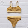 High Waist Swimwear Bikini Women's Swimsuits Women's Halter Self Tie High Waist Two Piece Bikini Set Swimsuits Push Up Bikini Shiny Splicing Bikinis High Cut Bathing Suits by Stevvex