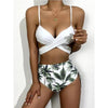 High-Waist Swimwear Set Summer Floral Print Bikini Swimsuit Beachwear Women Push-Up Bathing Suit Tie Dye 3 Pieces Strings High Cut Bikini Set Bathing Suits by Stevvex