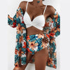 High-Waist Swimwear Set Summer Floral Print Bikini Swimsuit Beachwear Women Push-Up Bathing Suit Tie Dye 3 Pieces Strings High Cut Bikini Set Bathing Suits by Stevvex
