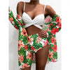 High-Waist Swimwear Set Summer Floral Print Bikini Swimsuit Beachwear Women Push-Up Bathing Suit Tie Dye 3 Pieces Strings High Cut Bikini Set Bathing Suits by Stevvex