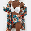 High-Waist Swimwear Set Summer Floral Print Bikini Swimsuit Beachwear Women Push-Up Bathing Suit Tie Dye 3 Pieces Strings High Cut Bikini Set Bathing Suits by Stevvex