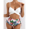 High-Waist Swimwear Set Summer Floral Print Bikini Swimsuit Beachwear Women Push-Up Bathing Suit Tie Dye 3 Pieces Strings High Cut Bikini Set Bathing Suits by Stevvex