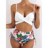High-Waist Swimwear Set Summer Floral Print Bikini Swimsuit Beachwear Women Push-Up Bathing Suit Tie Dye 3 Pieces Strings High Cut Bikini Set Bathing Suits by Stevvex