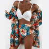 High-Waist Swimwear Set Summer Floral Print Bikini Swimsuit Beachwear Women Push-Up Bathing Suit Tie Dye 3 Pieces Strings High Cut Bikini Set Bathing Suits by Stevvex