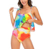 High Waist Swimwear Women Bikinis Swimsuit Leaf Print Bathing Suits Ruffle Tropical Beachwear Plus Size Two Piece Sport Halter Bikini Swimsuit Ruffles Printed Swimwear Quick Dry Bathing Suit Set Beachwear by Stevvex