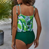 High Waist Swimwear Women Bikinis Swimsuit Leaf Print Bathing Suits Ruffle Tropical Beachwear Plus Size Two Piece Sport Halter Bikini Swimsuit Ruffles Printed Swimwear Quick Dry Bathing Suit Set Beachwear by Stevvex