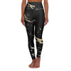 High Waisted Yoga Pants - Black and Gold Swirl Style Sports Pants