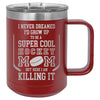 Super Cool Hockey Mom 15 oz Polar Camel Coffee Mug with Sliding Lid by Anchored Grace Boutique
