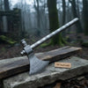 Damascus Steel Smoking Pipe Axe – Hand Forged Functional Pipe Tomahawk with Carved Hardwood Handle | JW SteelCrafts by JW SteelCrafts