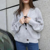 Hot Look Stylish Women's Knitted Cardigans Sweater Fashionable Autumn Long Sleeve Loose Coat Casual Button Thick V Neck Solid Female Tops by Stevvex