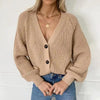 Hot Look Stylish Women's Knitted Cardigans Sweater Fashionable Autumn Long Sleeve Loose Coat Casual Button Thick V Neck Solid Female Tops by Stevvex