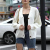 Hot Look Stylish Women's Knitted Cardigans Sweater Fashionable Autumn Long Sleeve Loose Coat Casual Button Thick V Neck Solid Female Tops by Stevvex