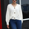 Hot Look Stylish Women's Knitted Cardigans Sweater Fashionable Autumn Long Sleeve Loose Coat Casual Button Thick V Neck Solid Female Tops by Stevvex
