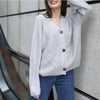 Hot Look Stylish Women's Knitted Cardigans Sweater Fashionable Autumn Long Sleeve Loose Coat Casual Button Thick V Neck Solid Female Tops by Stevvex