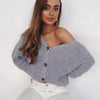 Hot Look Stylish Women's Knitted Cardigans Sweater Fashionable Autumn Long Sleeve Loose Coat Casual Button Thick V Neck Solid Female Tops by Stevvex